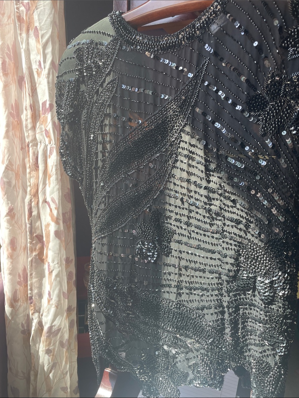VINTAGE OLEG CASSINI BEADED SILK TOP